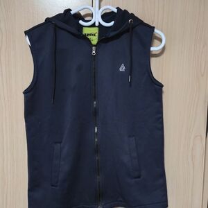 Navy Blue Sleeveless Hoodie Vest